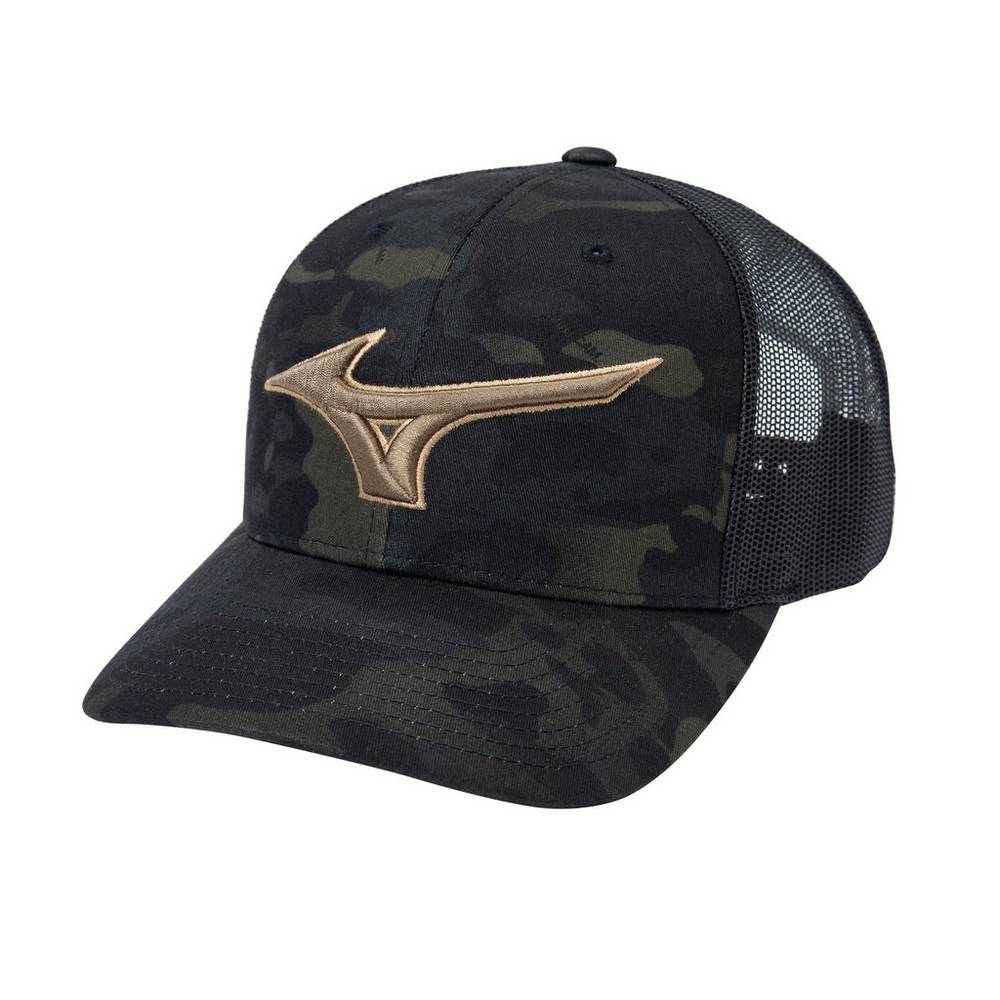 Chapéu Mizuno Baseball Diamond Trucker - Homem - Pretas Camufladas - ZOQXI6582